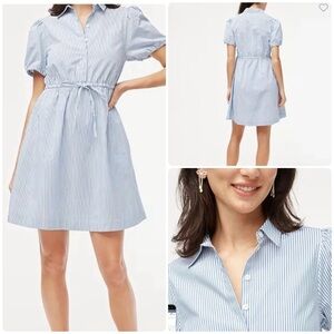 J. Crew Blue Striped Cotton Short Sleeve Collared Mini Dress Women’s Size 6